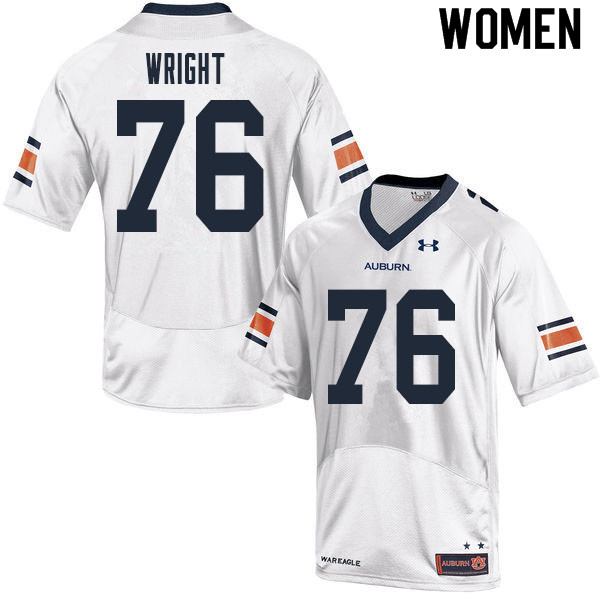 Auburn Tigers Women's Jeremiah Wright #76 White Under Armour Stitched College 2020 NCAA Authentic Football Jersey FDD8674TC